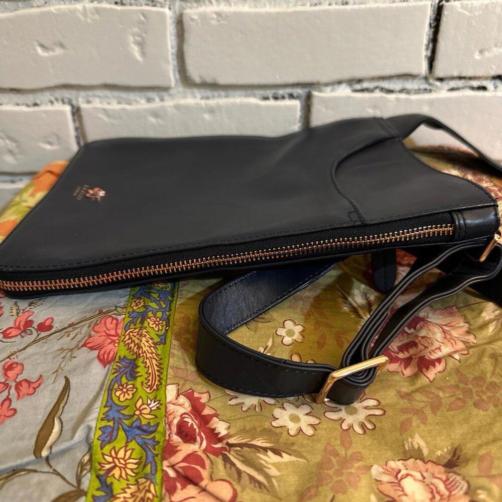 Radley London Women Navy Blue Solid Leather Crossbody Purse Gold Hardware Zip - Picture 5 of 6